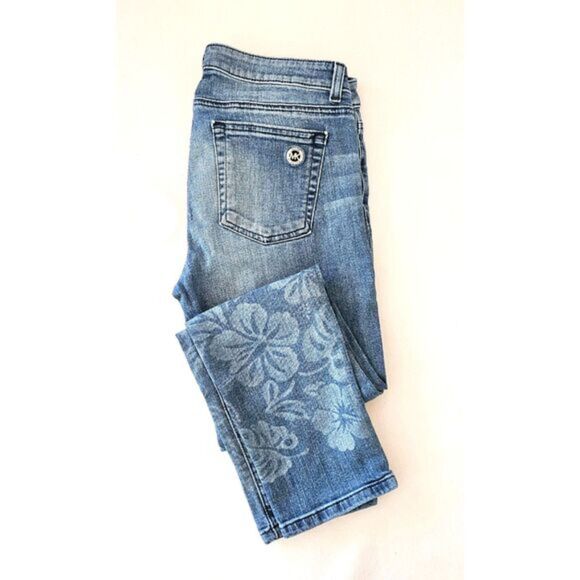 Michael Kors Floral Embossed Capri Jean Women 26 |Polished Comfort Everyday Glam - Picture 1 of 6